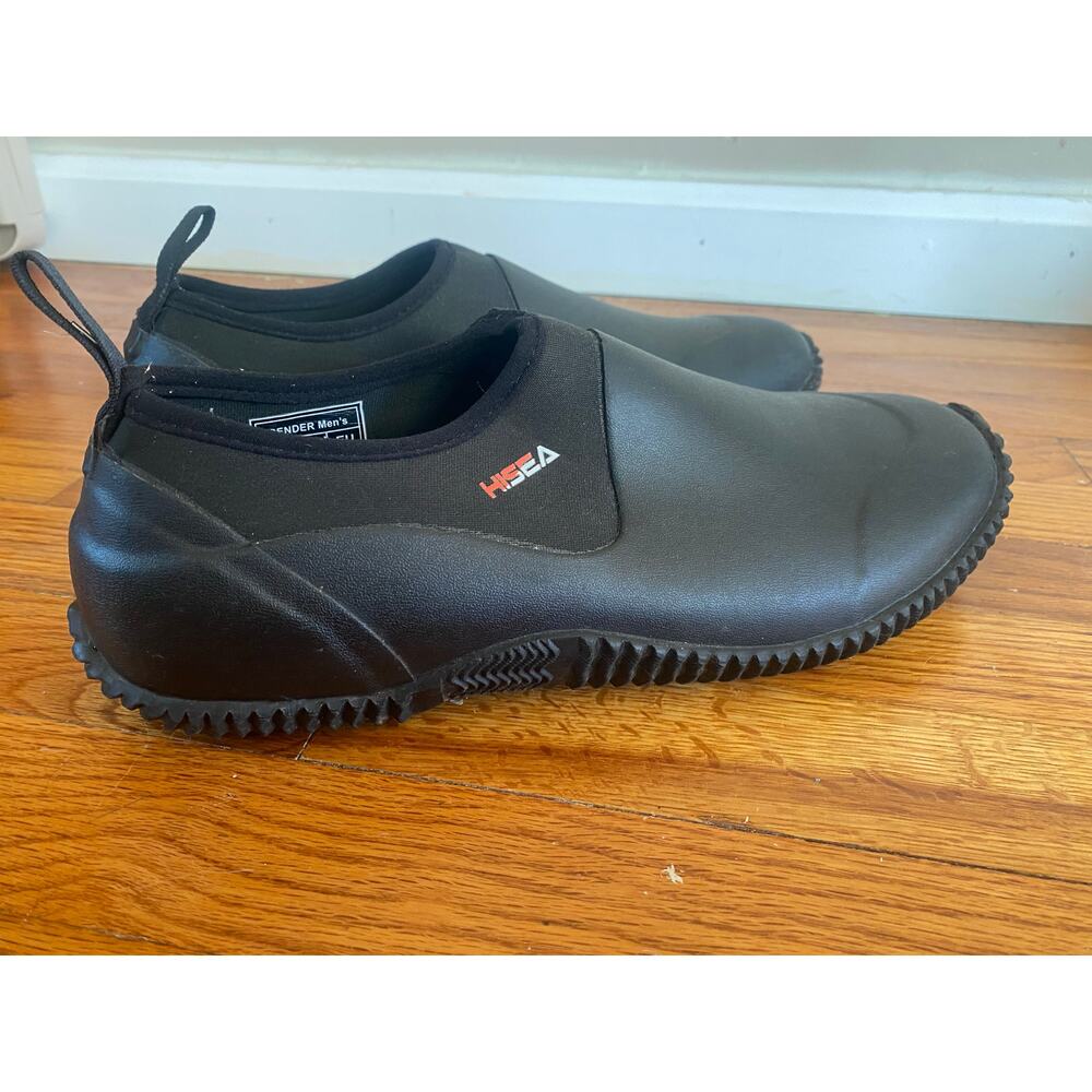 HISEA Men's Garden Shoes Waterproof Anti-Slip Ankle Farm Yard Rubber Sz 12 Black